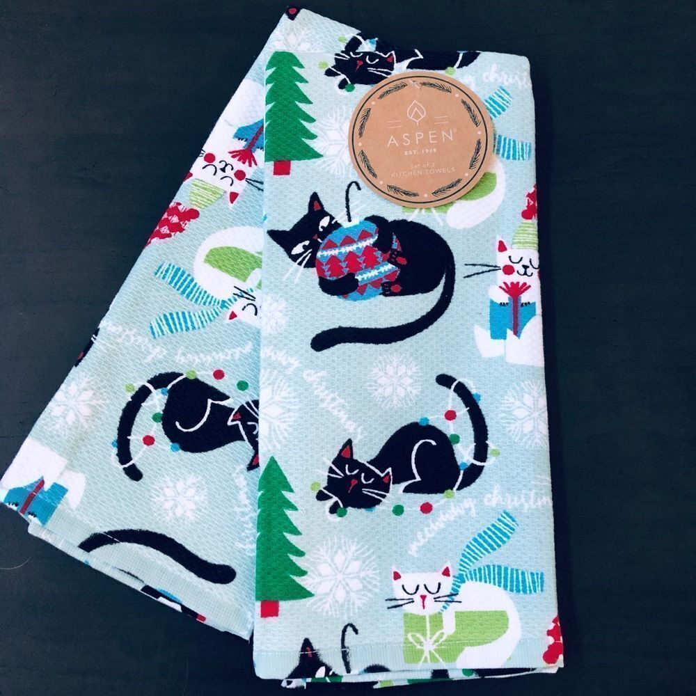 Christmas Cats Holiday Kitchen Towels Set